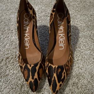 Calvin Klein Orange and Black Leopard Heels